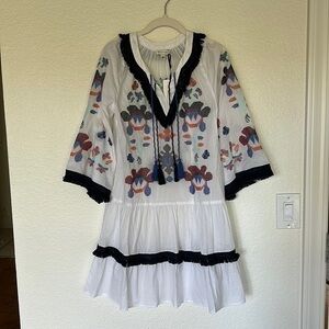 NWT Stellah white embroidered fringe dress cover up small
